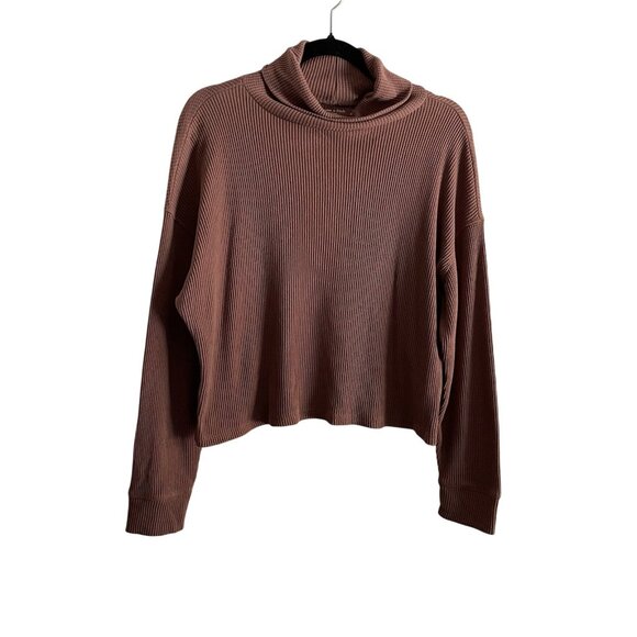 Abercrombie & Fitch Soft A&F Cozy Women S Brown Waffle Knit Turtleneck Sweater - Picture 1 of 10